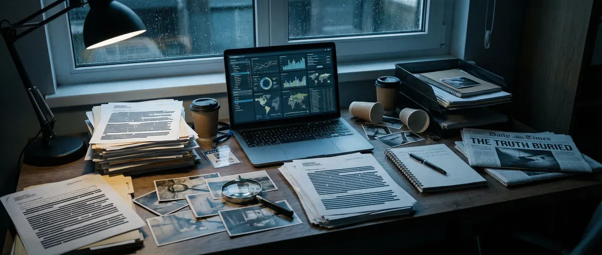 黑料吃瓜 - 调查记者工作台场景